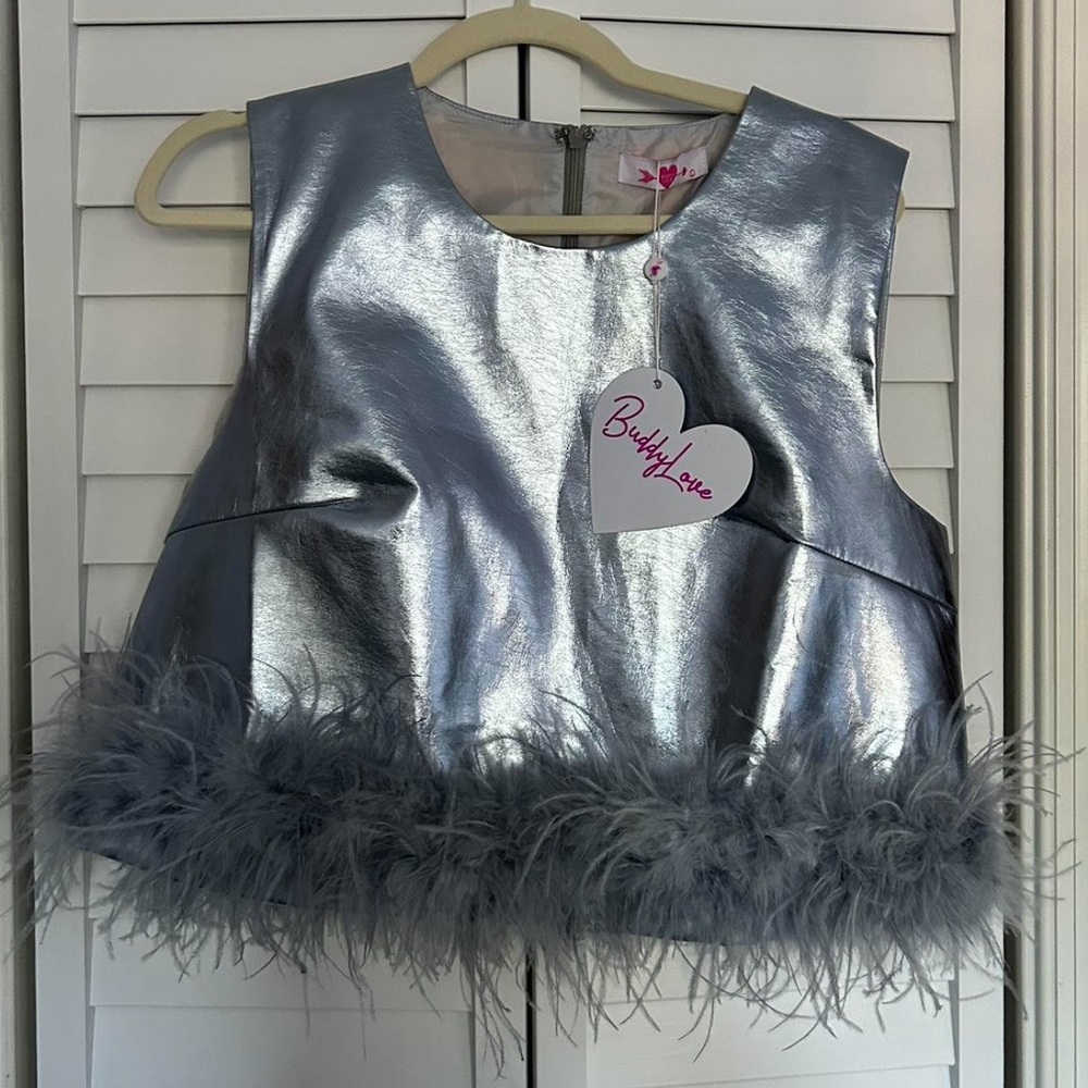 Buddy Love Silver Metallic Crop Top